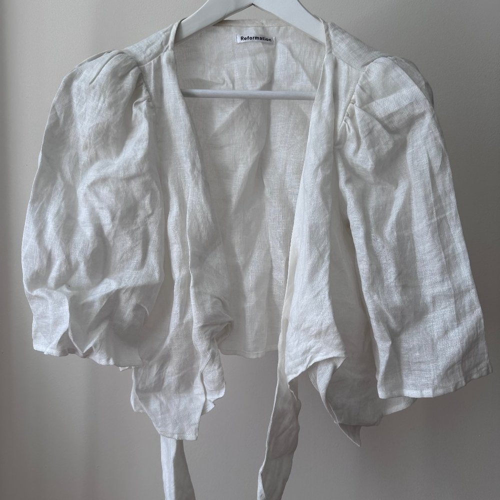 Reformation Tie Front Linen Shirt